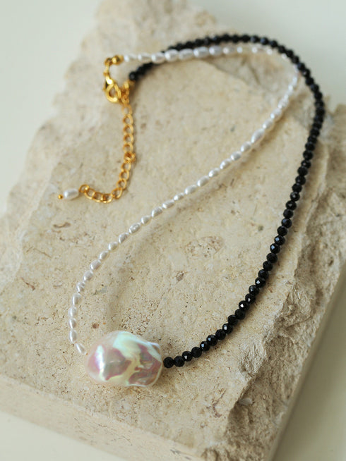 Black Gems Large Baroque Pearl Necklace - Zafari Studio Jewelry